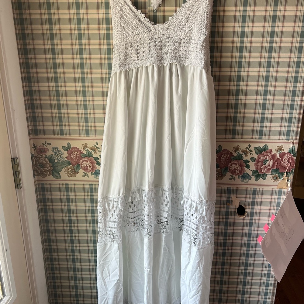 White Crochet Maxi Dress